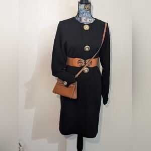 Antonella Preve New York Vintage Medium Black Knit Sweater Dress